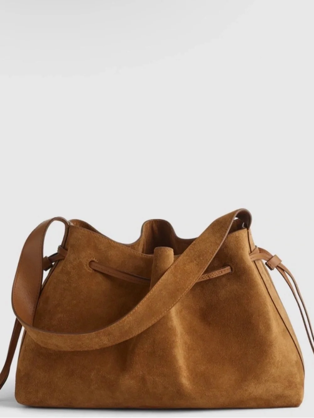 Madewell Suede Cinch Shoulder Bag Acorn Brown Fall Chic Staple Women’s